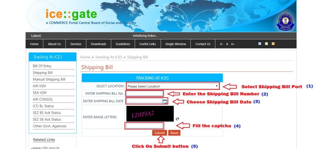 Icegate Shipping Bill Tracking